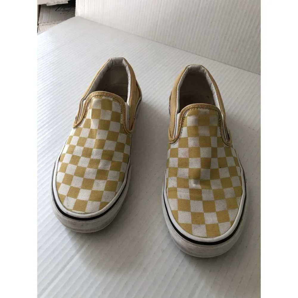 Vans Checkerboard Classic Slip On Yellow White US Men 4.5 / Women 6
